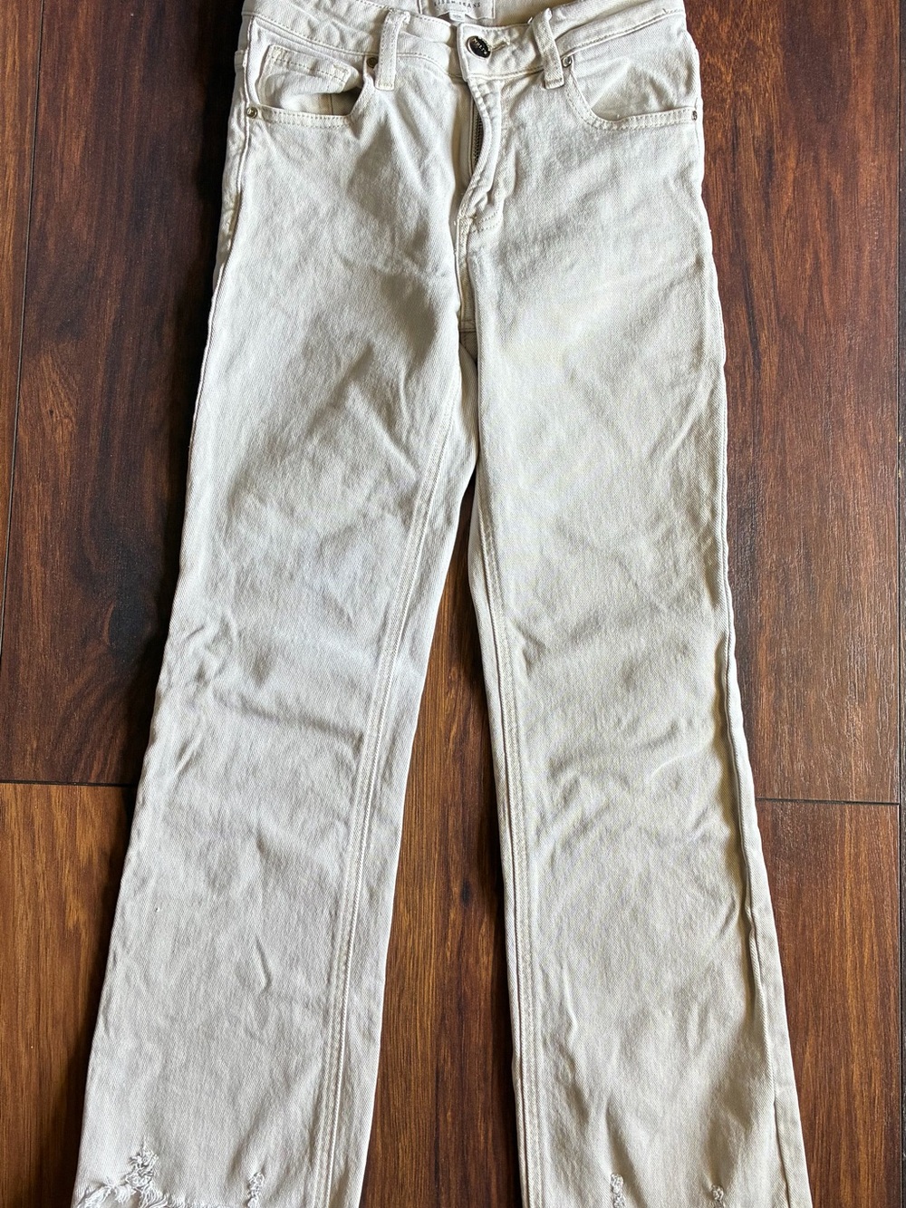 Risen Jeans Neona Womens Ivory Distressed Mid Rise Cropped Raw Hem Size 0/24